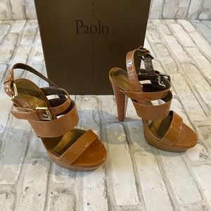 Lines Paolo Alex camel patent heels
